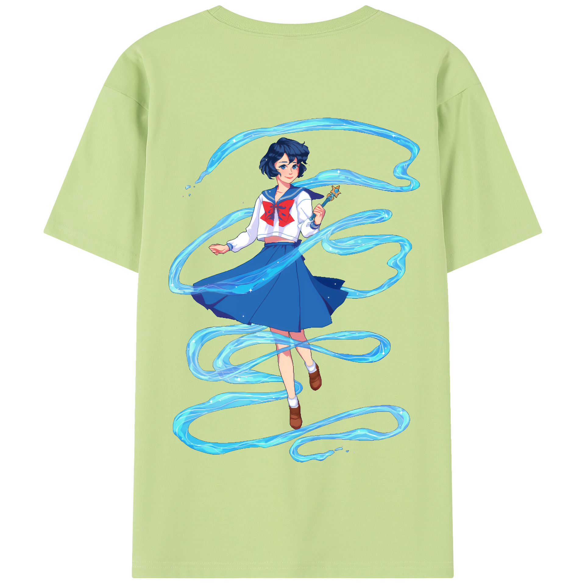 （画像用） 美少女戦士セーラームーン 水野 亜美 みずの あみ Sailor Moon Mizuno Ami 綿100％半袖Tシャツ（背面プリント）